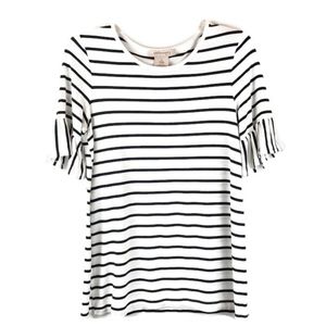 Philosophy Black&White Stripe Ruffle Tee Size S